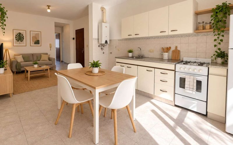 Apartamento escandinavo con luz cálida
