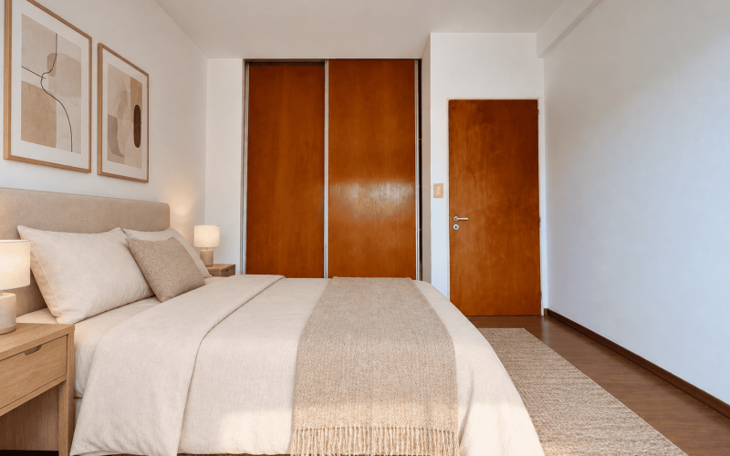 Dormitorio renovado con cama invertida